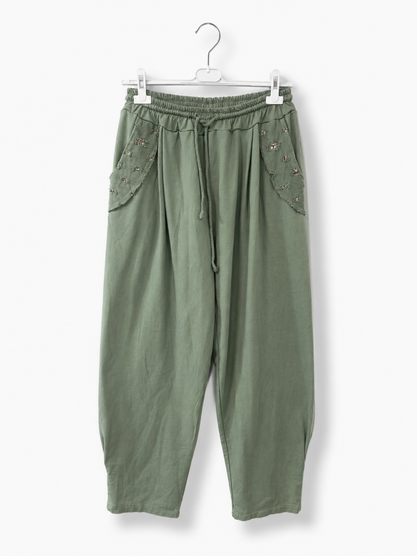 Stylové tepláky v ležérním střihu s detailem - Khaki