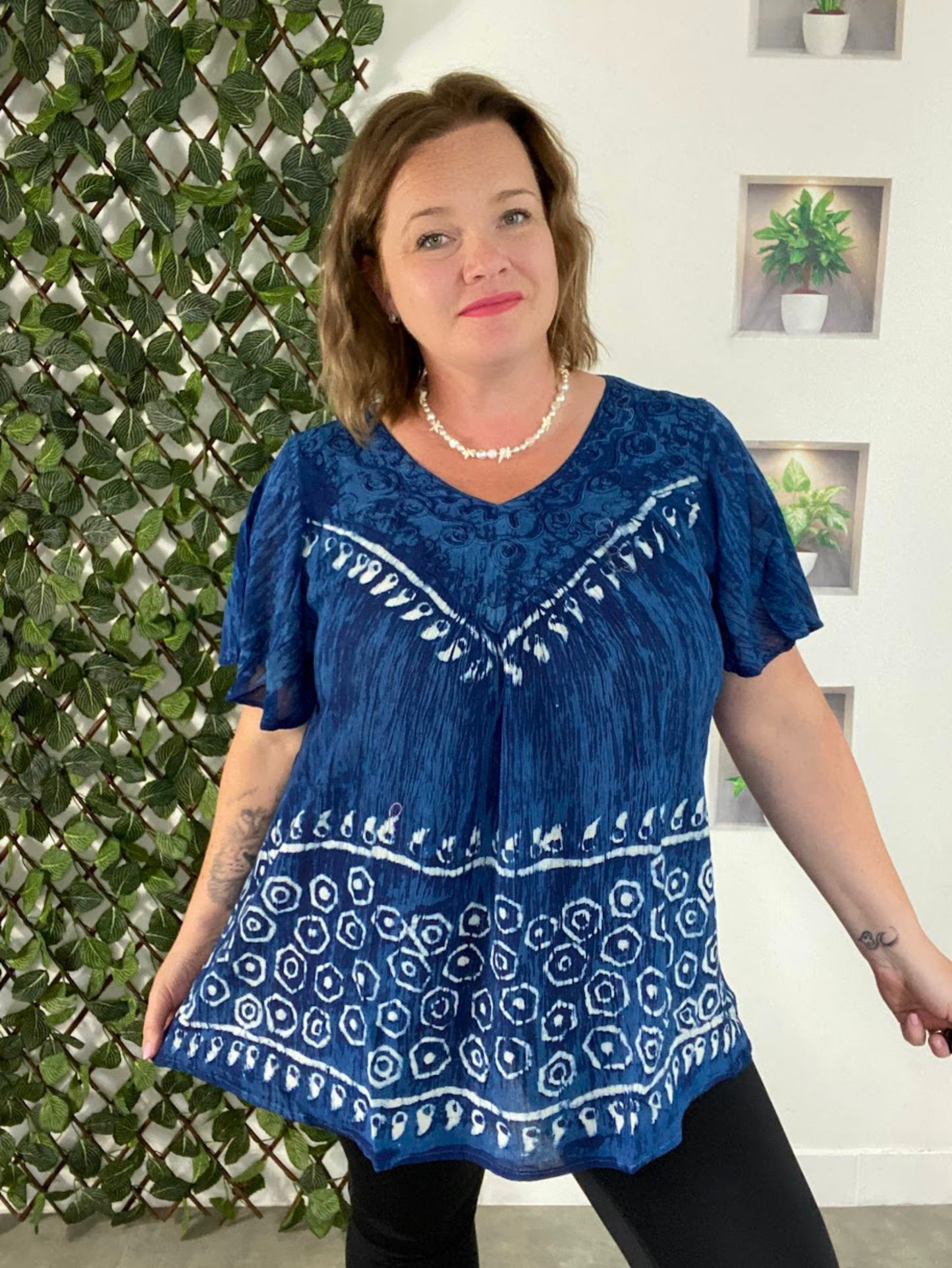 Batikovaná tunik - modrá