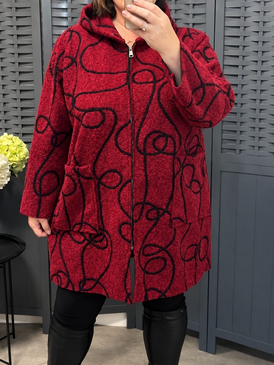 Kabát OVERSIZE LINE vínový