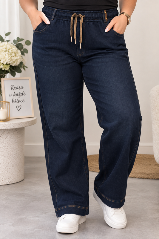 Široké džínové kalhoty COMFY – tmavě modré