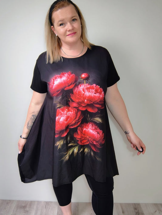 Asymetrická tunika - Pivoňky