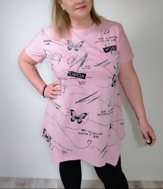 Cípatá tunika růžová