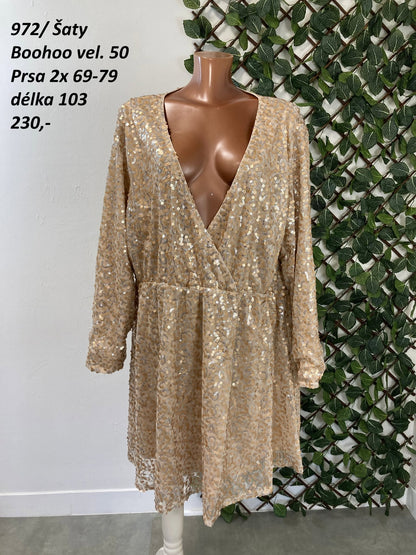 Flitrové šaty Boohoo vel. 50