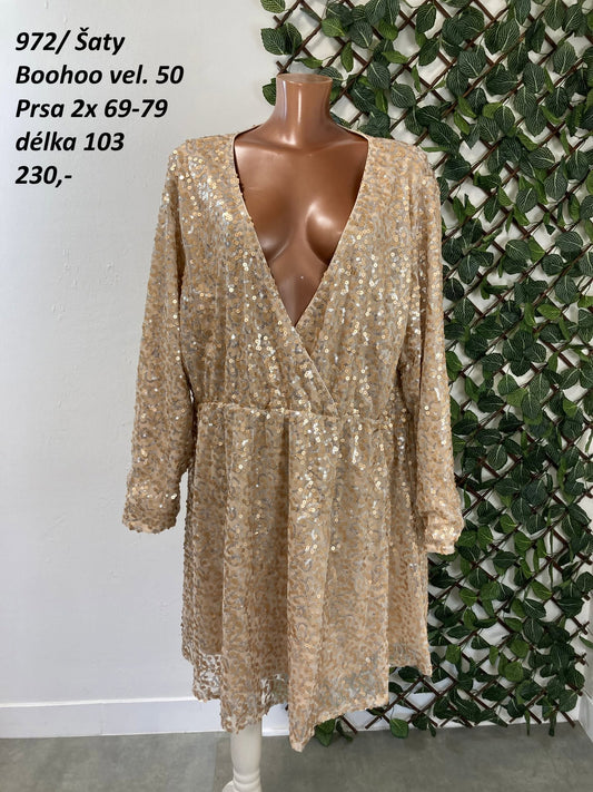 Flitrové šaty Boohoo vel. 50