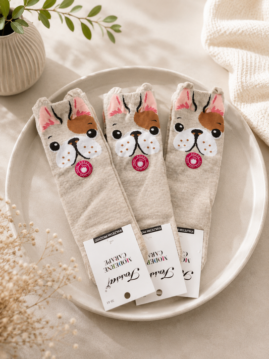 🐶Pejskové ponožky - Buldoček béžový