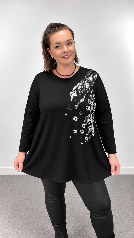 Tunika s kamínky Glam - černá