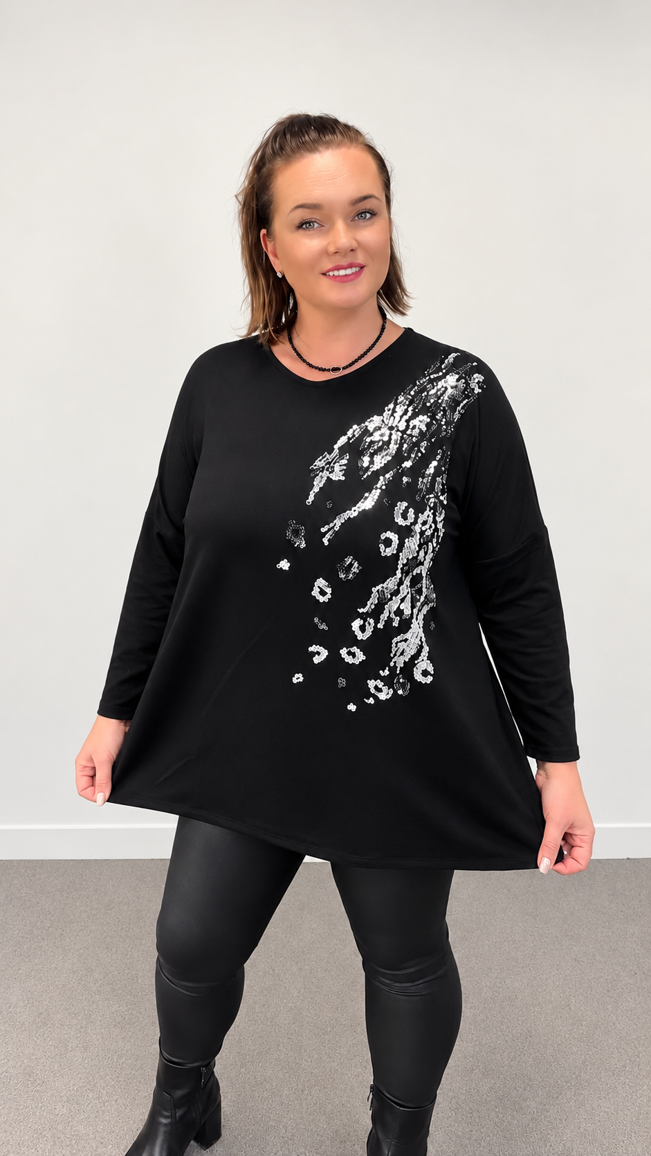Tunika s kamínky Glam - černá
