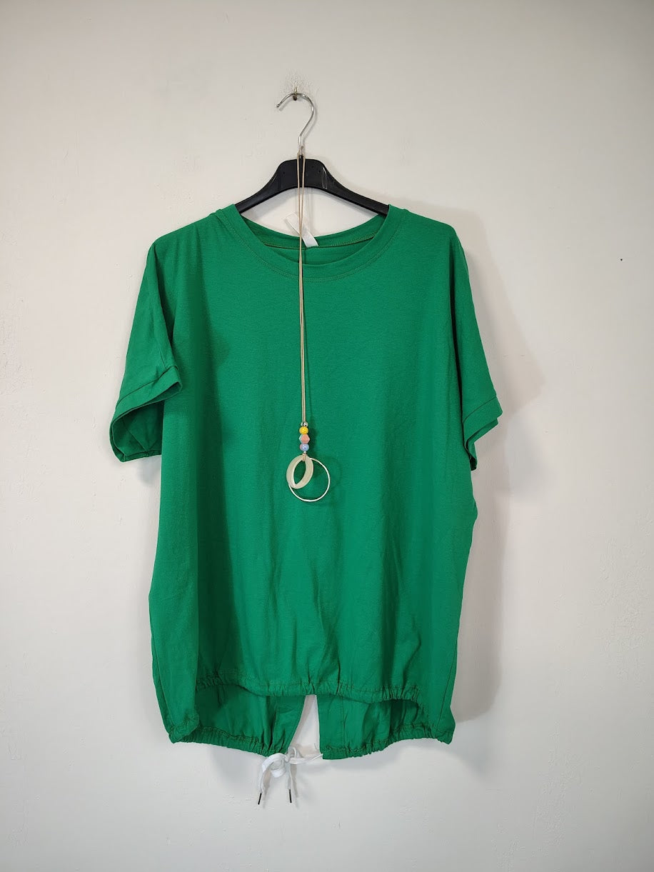 Triko s náhrdelníkem - zelené