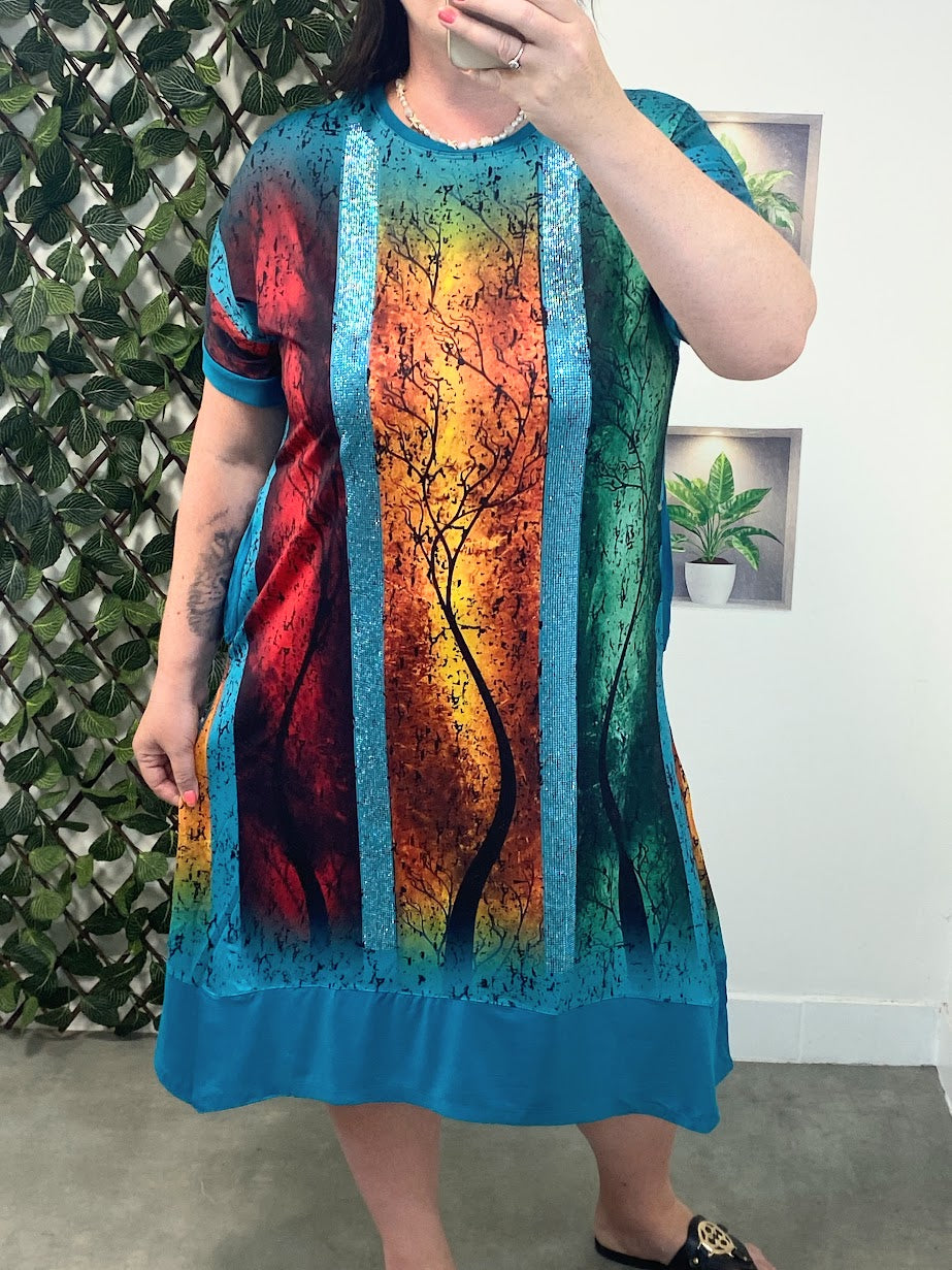 Midi šaty colour tree