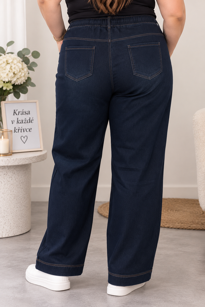Široké džínové kalhoty COMFY – tmavě modré